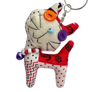 Handmade Sailor Skipper Nautical Ugly Cat Keychain Purse Charm